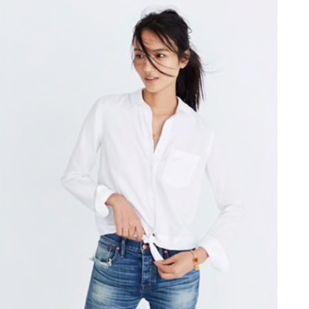 *NEW* Madewell white tie front shirt